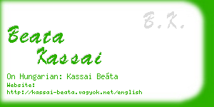 beata kassai business card